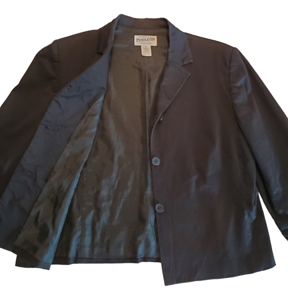Pendleton Women's Jacket Blazer Lined Three Button Cotton Spandex Black Size 12 - Picture 3 of 13